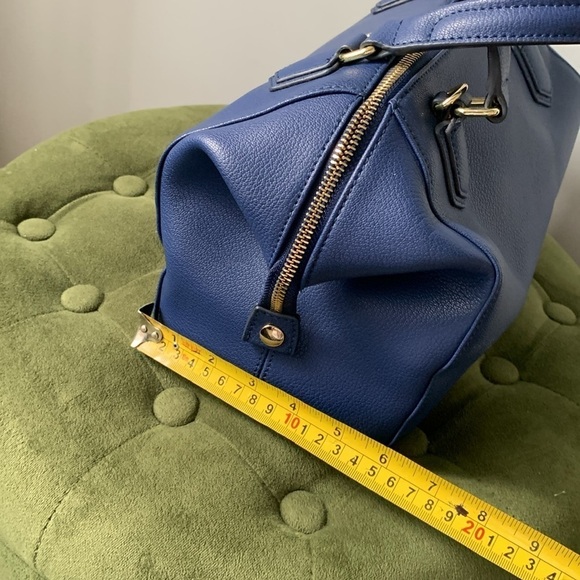 Ora Delphine Royal Blue pebbled‎ Leather Satchel Bag zipper gold hardware - Picture 8 of 12